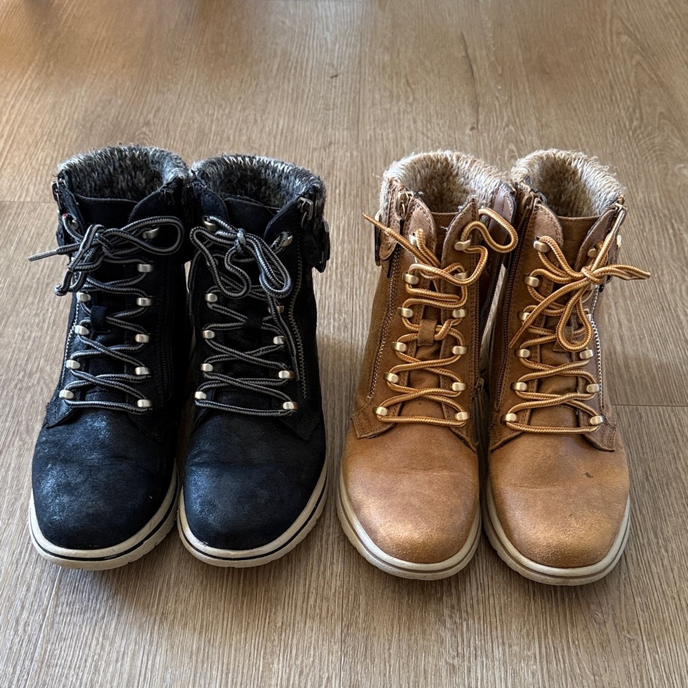 Cliffs by WHITE MOUNTAIN Black and Brown Fur-Lined Boots